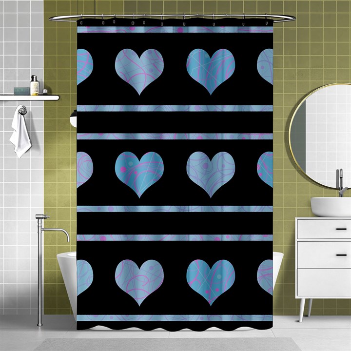 Blue harts pattern Shower Curtain 48  x 72  (Small) 