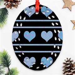 Blue Harts Pattern Ornament (oval Filigree) 