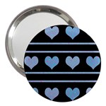 Blue harts pattern 3  Handbag Mirrors Front