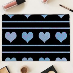 Blue Harts Pattern Cosmetic Bag (xxl)  by Valentinaart