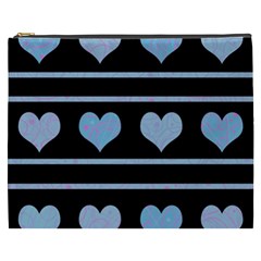 Blue Harts Pattern Cosmetic Bag (xxxl)  by Valentinaart