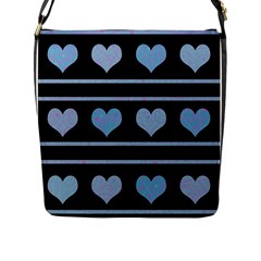 Blue Harts Pattern Flap Messenger Bag (l)  by Valentinaart