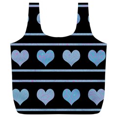 Blue Harts Pattern Full Print Recycle Bags (l)  by Valentinaart