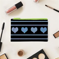 Blue Harts Pattern Cosmetic Bag (xs) by Valentinaart