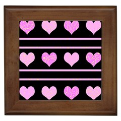 Pink Harts Pattern Framed Tiles