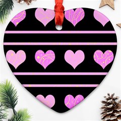 Pink Harts Pattern Ornament (heart) 