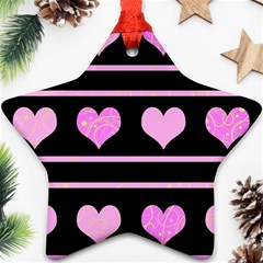 Pink Harts Pattern Ornament (star) 