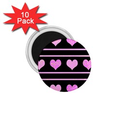 Pink Harts Pattern 1 75  Magnets (10 Pack) 