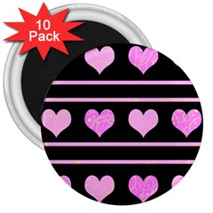 Pink Harts Pattern 3  Magnets (10 Pack)  by Valentinaart