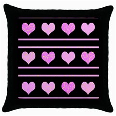 Pink Harts Pattern Throw Pillow Case (black)