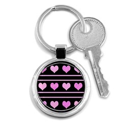 Pink Harts Pattern Key Chains (round) 