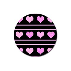 Pink Harts Pattern Magnet 3  (round)