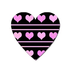 Pink Harts Pattern Heart Magnet by Valentinaart