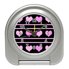 Pink Harts Pattern Travel Alarm Clocks by Valentinaart