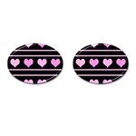 Pink harts pattern Cufflinks (Oval) Front(Pair)