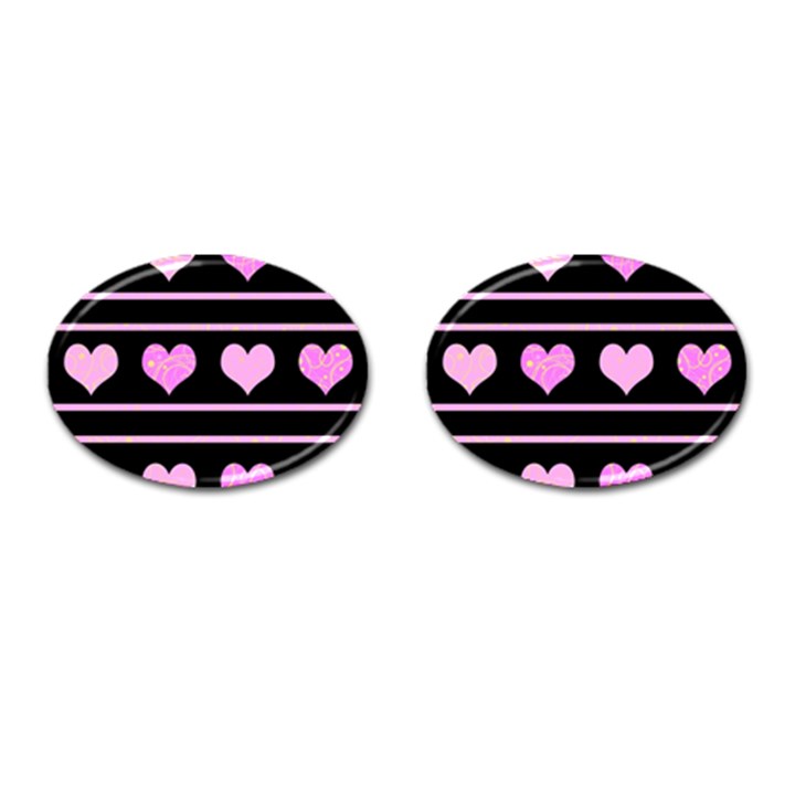 Pink harts pattern Cufflinks (Oval)