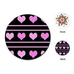 Pink Harts Pattern Playing Cards (round) 