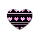 Pink harts pattern Heart Coaster (4 pack)  Front