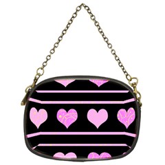 Pink Harts Pattern Chain Purses (one Side) 