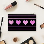 Pink harts pattern Cosmetic Bag (Small)  Back