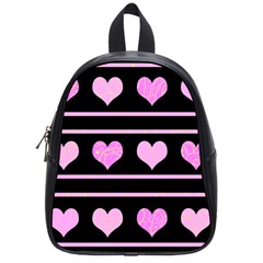 Pink Harts Pattern School Bags (small)  by Valentinaart