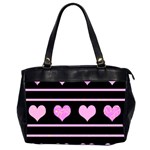 Pink harts pattern Office Handbags (2 Sides)  Front