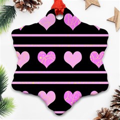 Pink Harts Pattern Ornament (snowflake) 