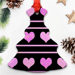 Pink Harts Pattern Ornament (christmas Tree)