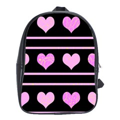 Pink Harts Pattern School Bags (xl)  by Valentinaart