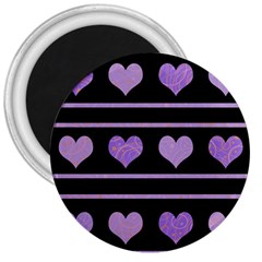 Purple Harts Pattern 3  Magnets by Valentinaart