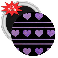 Purple Harts Pattern 3  Magnets (10 Pack)  by Valentinaart