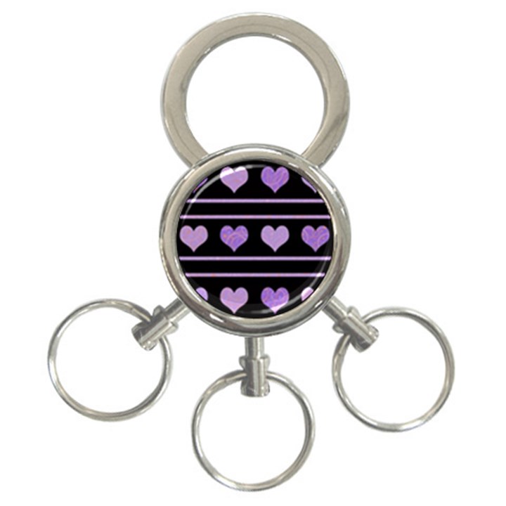 Purple harts pattern 3-Ring Key Chains