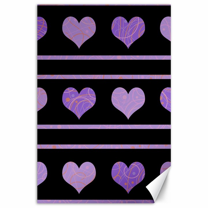 Purple harts pattern Canvas 24  x 36 