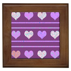 Purple Harts Pattern 2 Framed Tiles by Valentinaart