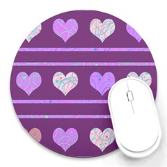 Purple Harts Pattern 2 Round Mousepads