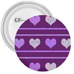 Purple harts pattern 2 3  Buttons Front