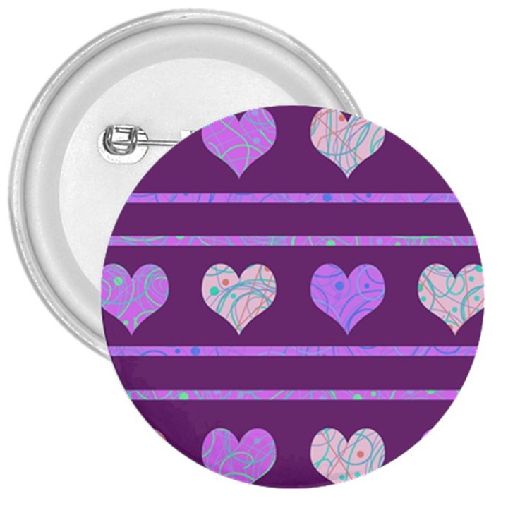 Purple harts pattern 2 3  Buttons