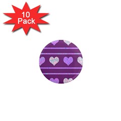 Purple Harts Pattern 2 1  Mini Magnet (10 Pack)  by Valentinaart