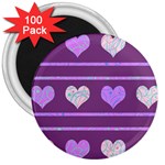 Purple harts pattern 2 3  Magnets (100 pack) Front