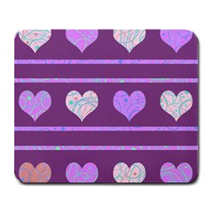 Purple Harts Pattern 2 Large Mousepads by Valentinaart