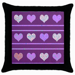 Purple Harts Pattern 2 Throw Pillow Case (black)