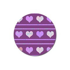 Purple Harts Pattern 2 Magnet 3  (round) by Valentinaart