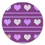 Purple harts pattern 2 Magnet 5  (Round) Front