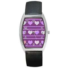 Purple Harts Pattern 2 Barrel Style Metal Watch by Valentinaart