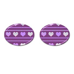 Purple Harts Pattern 2 Cufflinks (oval) by Valentinaart