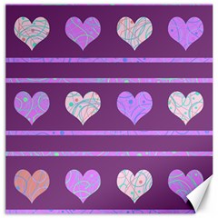 Purple Harts Pattern 2 Canvas 12  X 12  