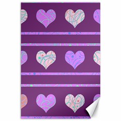 Purple Harts Pattern 2 Canvas 12  X 18  