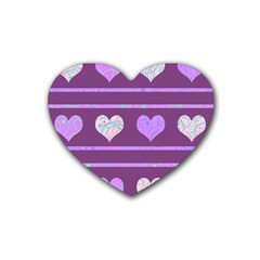 Purple Harts Pattern 2 Rubber Coaster (heart)  by Valentinaart