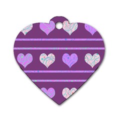 Purple Harts Pattern 2 Dog Tag Heart (one Side) by Valentinaart