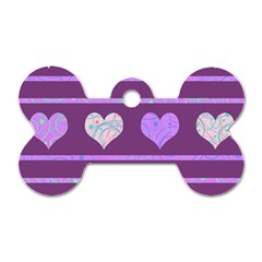 Purple Harts Pattern 2 Dog Tag Bone (two Sides)